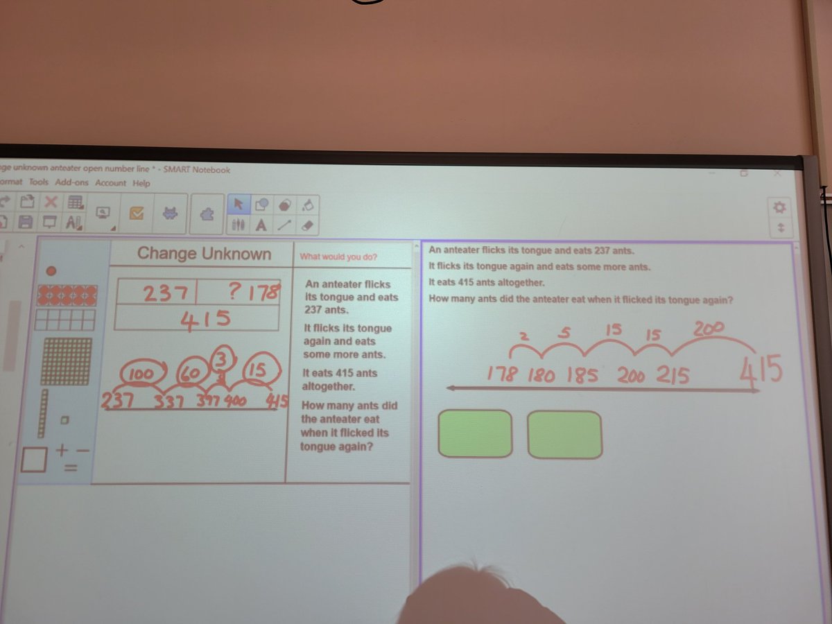 VikkiPriddle's tweet image. Why keywords don&apos;t work in math word problems...this &quot;join-change unknown&quot; problem could be solved using addition OR subtraction!  
 Videos, Open number lines and #numberlesswordproblems bring story problems to life @champlain_elem @bstockus #NWP
youtu.be/ArcY3TY4v7E