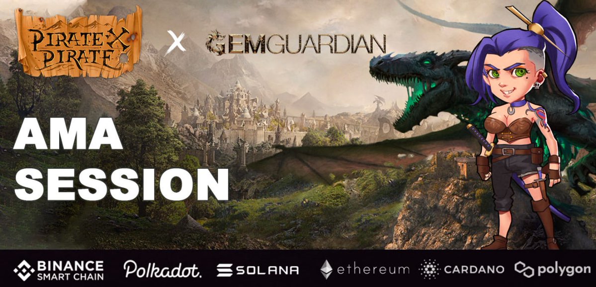 <a href="/PXPNFTsGame/">Pirate x Pirate | NFT Game</a> #AMA Session on <a href="/GemGuardianNFT/">Gem Guardian</a> IGO Platform 

🗓Date: February 16th 2022
⏱Time: UTC 17:00
🏚️ Venue: t.me/BinstarterOffi…
💪 Guest: Pitsanu Satrulee, CEO Pirate X Pirate
💰 Reward Pool:  $100 USDT

#giveaway #metaverse #ntf $PXP $gemg