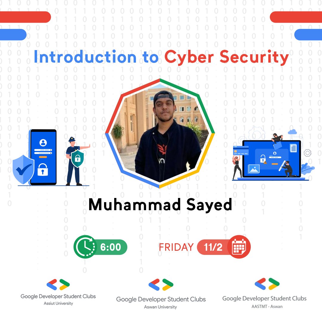 DscAswan's tweet photo. Coming back with cyber security session 🔥

المره دي هنتكلم عن ال cyber security وطبعا علشان عارفين ان في ناس كتير مهتمه بالمجال دا حبينا نجيب حد متخصص ف المجال وتقدروا تستفيدوا منه .. ☺️ https://t.co/ixGwHqzHmb