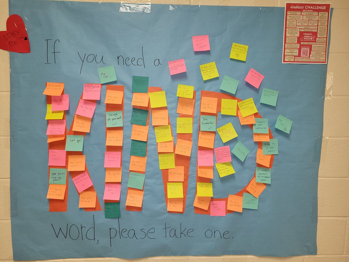 I love that the diversity of notes written by staff and students for each other reflect tolerance, kindness, resilience and respect. Thank you Amy Lewis for this great idea. @york_river_acad @YCSD