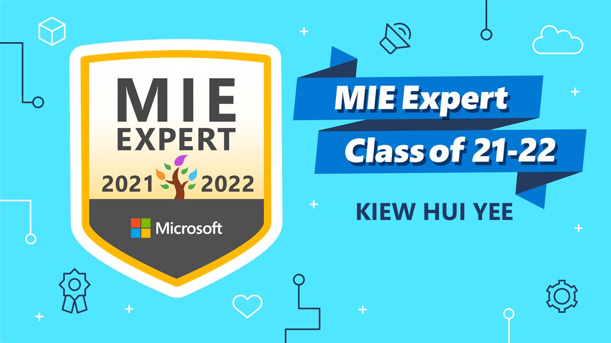 hui_kiew's tweet photo. I'm so excited to be selected as an MIE Expert for 2021-2022 #MicrosoftEdu #MIEExpert https://t.co/PVV2mGxWM2