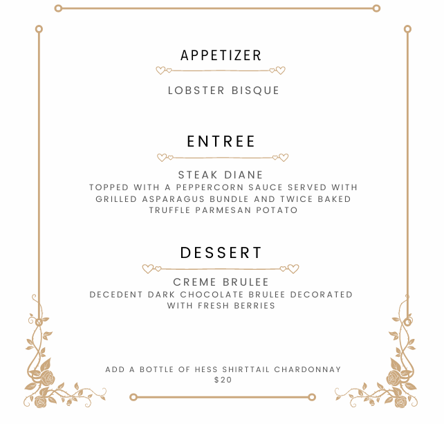 MessinaTerminal's tweet image. We hope you join us for Chef Daryl&apos;s Valentine&apos;s Day Menu! 
Saturday &amp;amp; Sunday only ❤️