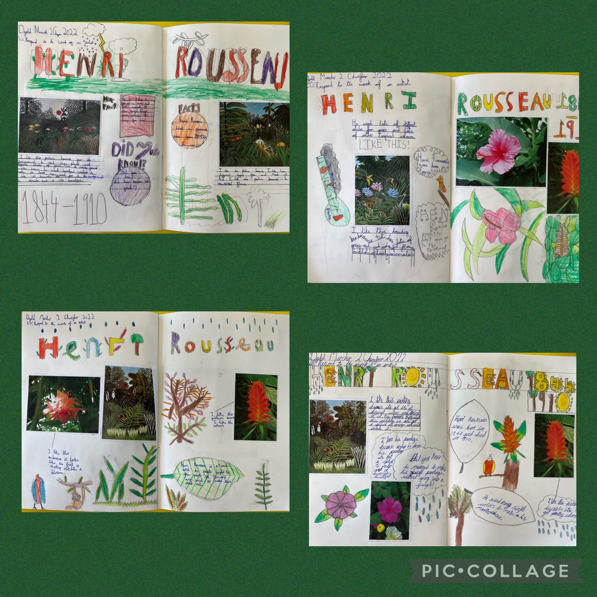 SullyPS's tweet photo. #spsyear4 researched the work of artist Henri Rousseau in their sketchbooks, then created their own rainforest art using pastels. What talented artists we have! #spscreative #spsexpressivearts https://t.co/GXIfKZH5iT