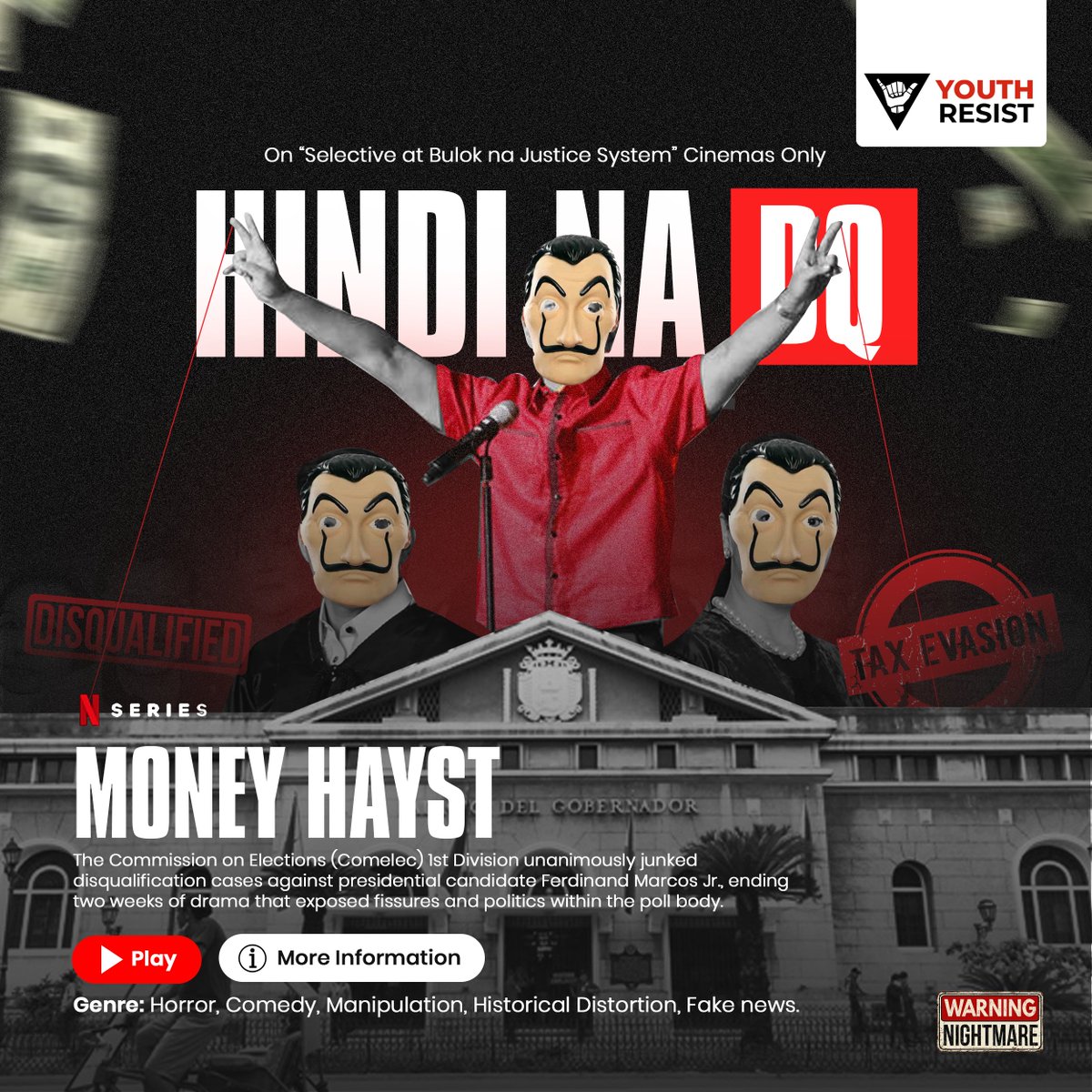 Hindi na-disqualified ang convicted tax evader! 

The Commission on Elections 1st Division unanimously junked disqualification cases against presidential candidate Ferdinand Marcos Jr.

#MarcosMagnanakaw #DisqualifyBBM #COMELECBasura #DQSanaPeroHindiYungIceCream #MoneyHayst