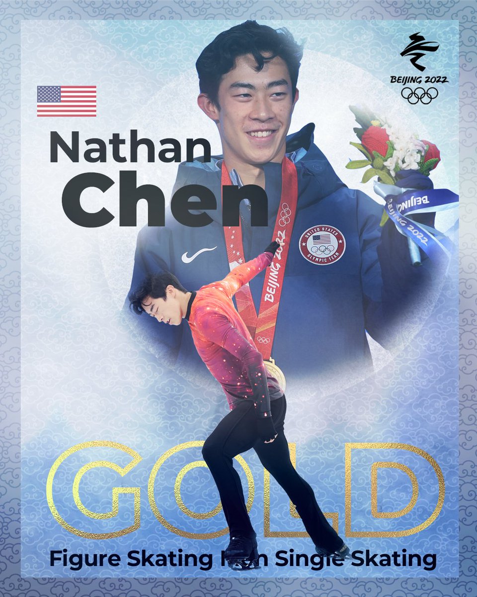 ISU_Figure's tweet photo. Skating last out of 24, “Rocket Man” Nathan Chen 🇺🇸 soars to Olympic 🥇.

The 22-year-old Skater scored 218.63 points and racked up 332.60 points to win – 12 years after Evan Lysacek 🇺🇸 was crowned Olympic Champion in Vancouver (CAN).

#FigureSkating #Beijing2022  #Olympics https://t.co/38zY3BAjKI