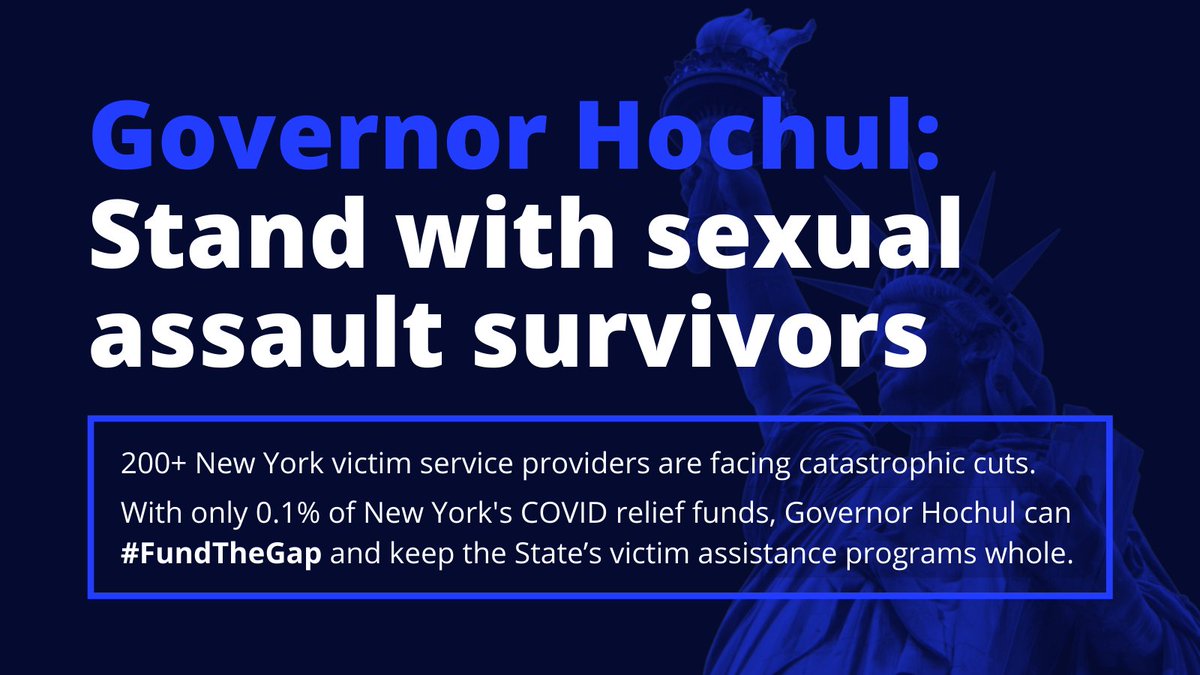Gov. Hochul announced a record budget surplus, yet victims of gender violence &amp; hate crimes are being left out in the cold. 

<a href="/GovKathyHochul/">Governor Kathy Hochul</a>—A tiny fraction of the surplus can prevent 200+ victim service providers from facing catastrophic cuts. Please take action &amp; #FundTheGap