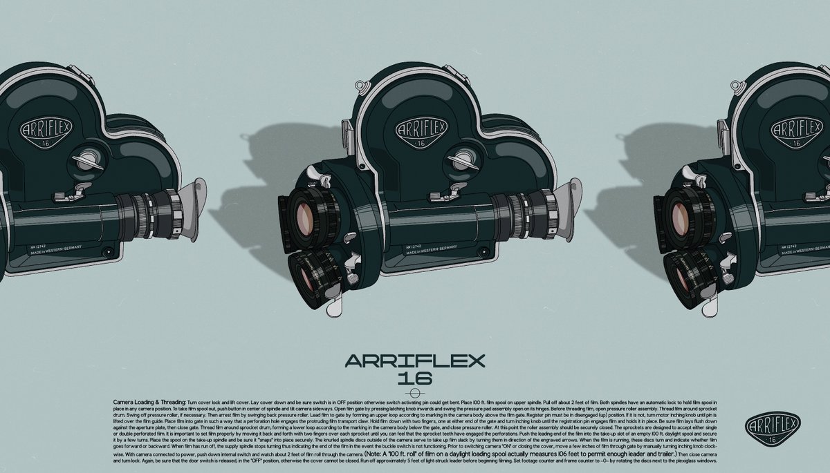 nckktng's tweet photo. Loving all the Arri-flexing @testedcom @donttrythis @CworthDynamics! The Arriflex 16 is such a cute nugget of a camera, I just want to squeeze it. Drew this illustration and poster for y'all. Please keep the Arri goodness coming 🎥🖤 https://t.co/lgcm8OHXYL