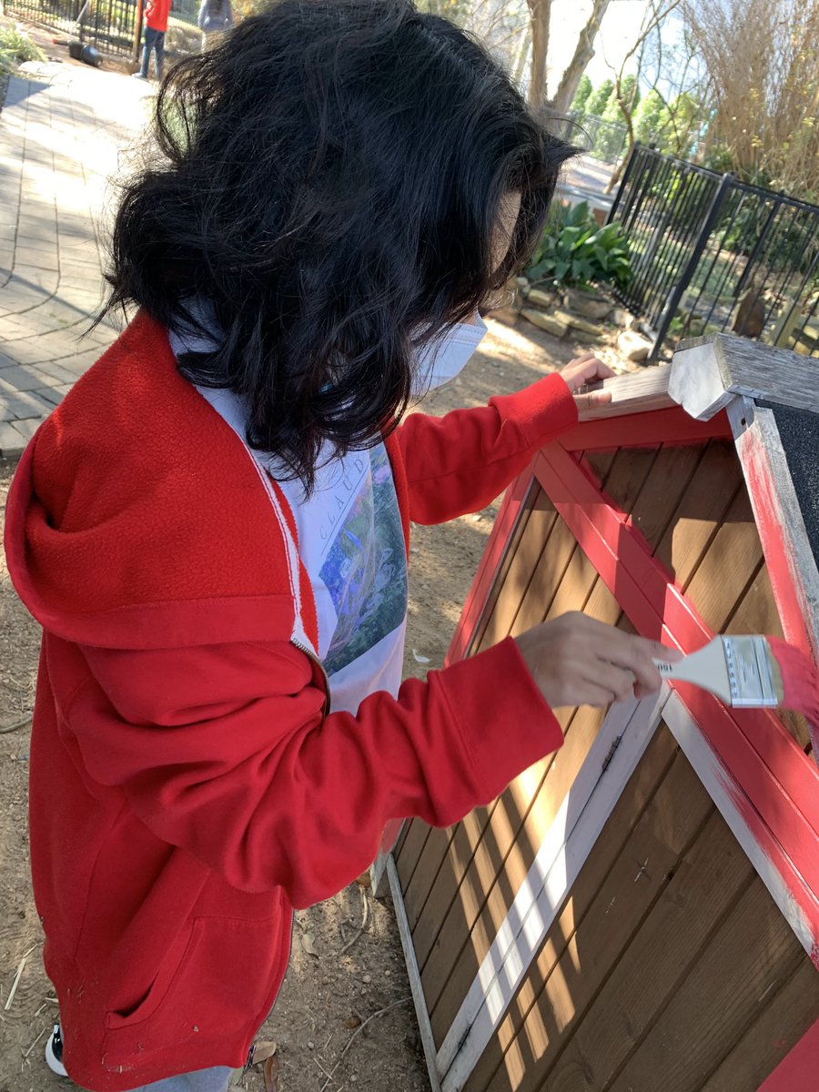 MontessoriHTX's tweet image. 6th level #UpperElementary shadowed the #MiddleSchool this week, who introduced them to #LandLab projects. The duck + chicken coops got fresh coats of paint, 4 garden beds were prepared, the ground around the pond was aerated, &amp;amp; they began a compost bin project.

#montessori