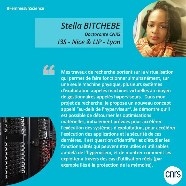 #FemmesEnScience | Lauréate du prix L’Oréal-UNESCO pour les femmes et la science #FWIS, Stella Bitchebe <a href="/CSNB14/">Stella Bitchebe</a> veut rendre plus efficace l’exécution de plusieurs tâches en simultané sur un même #serveur
➡️ins2i.cnrs.fr/fr/cnrsinfo/st……
🤝<a href="/Laboratoire_I3S/">Laboratoire i3S</a> <a href="/CNRS_DR20/">CNRS Côte d’Azur</a> <a href="/Univ_CotedAzur/">Université Côte d'Azur</a>