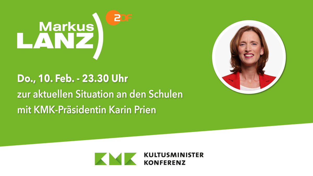 Bildungsministerium Schleswig-Holstein (@bildung_sh) on Twitter photo Heute Abend 23:30 Uhr <a href="/zdf/">ZDF</a> bei <a href="/Markus__Lanz/">Markus Lanz</a> zur aktuellen Situation an #Schule|n. Mit Soziologe <a href="/AladinMafaalani/">Aladin El-Mafaalani</a>, #STIKO-Mitglied Prof. Dr. Eva Hummers und Schülervertreterin + #WirWerdenLaut Mit-Initiatorin <a href="/j_boergermann/">Johanna Börgermann</a> sowie #KMK-Präsidentin <a href="/PrienKarin/">Karin Prien</a>.
#Lanz #RKI Heute Abend 23:30 Uhr <a href="/zdf/">ZDF</a> bei <a href="/Markus__Lanz/">Markus Lanz</a> zur aktuellen Situation an #Schule|n. Mit Soziologe <a href="/AladinMafaalani/">Aladin El-Mafaalani</a>, #STIKO-Mitglied Prof. Dr. Eva Hummers und Schülervertreterin + #WirWerdenLaut Mit-Initiatorin <a href="/j_boergermann/">Johanna Börgermann</a> sowie #KMK-Präsidentin <a href="/PrienKarin/">Karin Prien</a>.
#Lanz #RKI