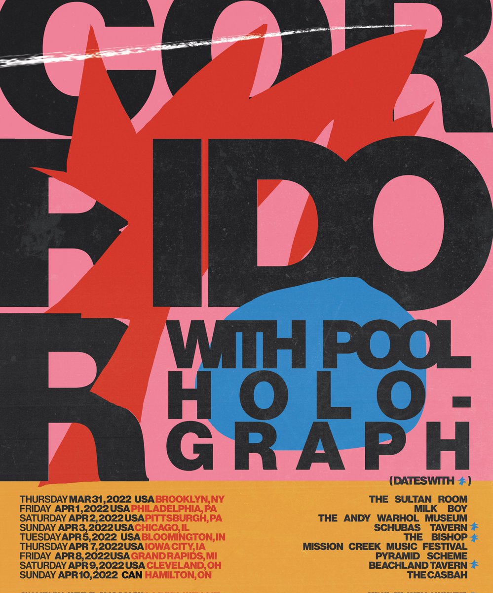 Very excited to be joining @corridormtl for some shows this April :) Tickets for the gigs we're on are in our bio! See you S☀️☀️N !!!

Poster by Emma Bers