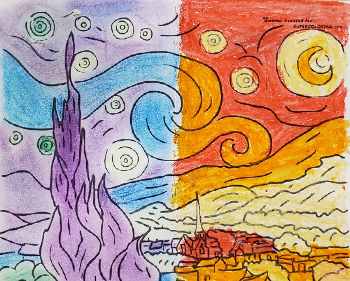 OakVisual's tweet photo. Grade 9's experimenting with colour schemes and chalk vrs oil pastels.  Great start to a new semester! https://t.co/WfmvdS2wq7