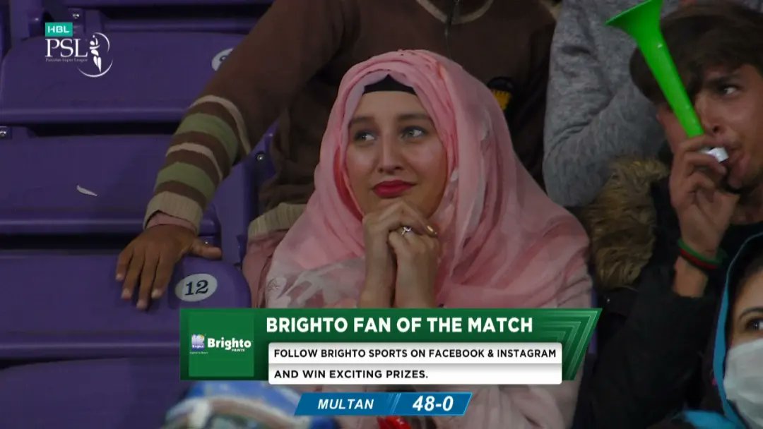brighto_sports's tweet photo. Fans enjoying Multan's batting in the stadium.
Share your pictures watching the match with us using #BrightoDigitalFan and win exciting gifts!
#BrightoSports #MSvPZ #HBLPSL7 #LevelHai https://t.co/ghMPMKHmir