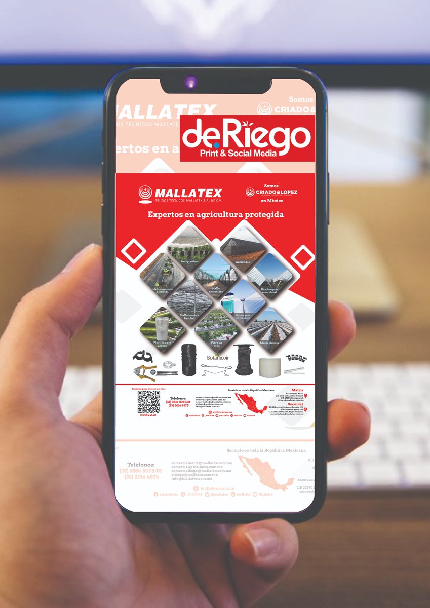 Mallatex's tweet photo. 📣 Mantente al tanto de la información del sector.

Te recomendamos la lectura de la revista deRiego
👉 https://t.co/2YQgeRSDKC

#MALLATEX en la Revista deRiego https://t.co/Fib1zamHA0
