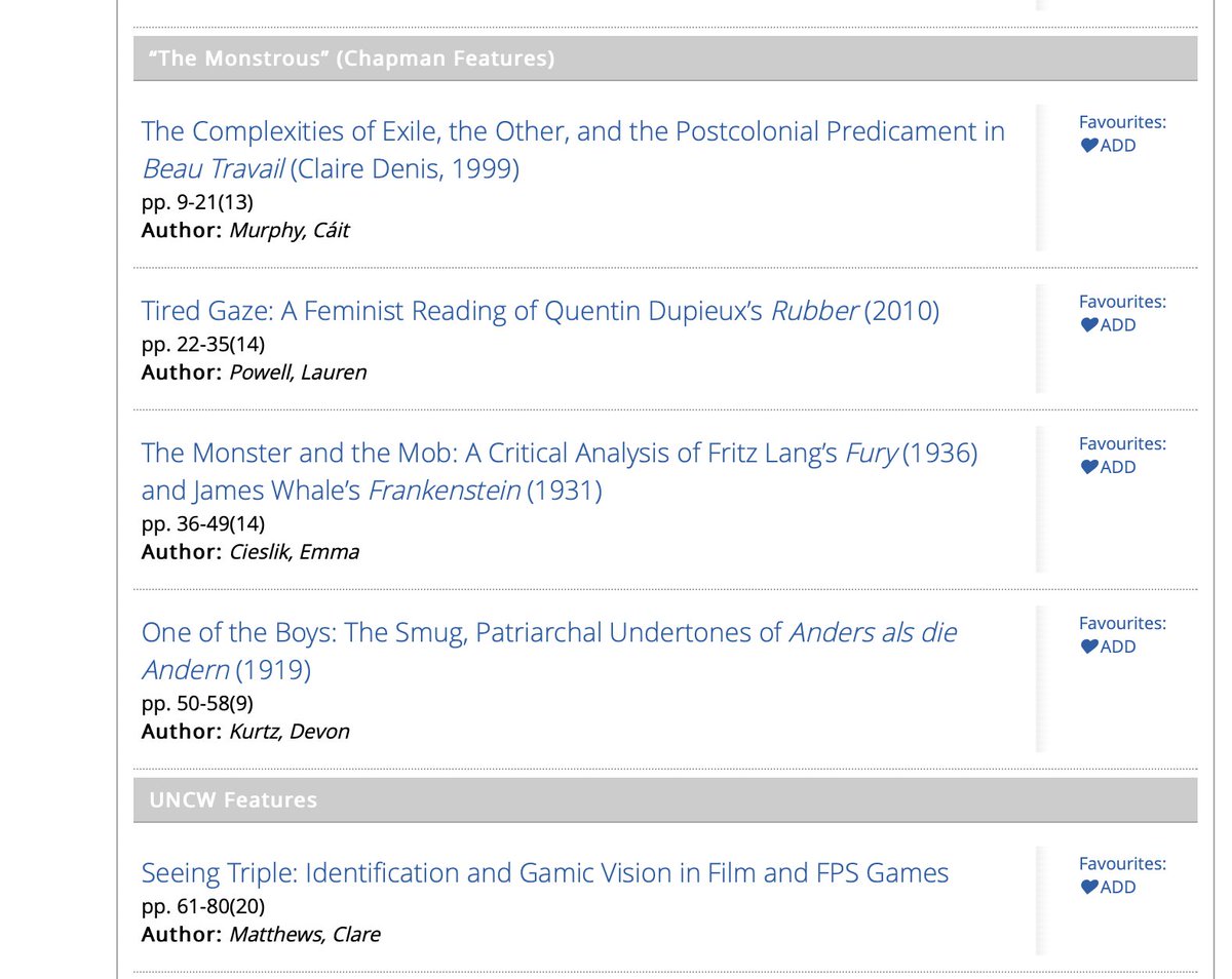 Tanya Horeck (@tanyahoreck) on Twitter photo Extremely proud that TWO of our undergraduate film students, Lauren Powell and Clare Matthews have published essays in the undergrad journal Film Matters! The essays are on the film Rubber and Gamic Vision in Film and FPS Games respectively <a href="/Tina_S_Kendall/">Tina Kendall</a> @ARU_AHSS Extremely proud that TWO of our undergraduate film students, Lauren Powell and Clare Matthews have published essays in the undergrad journal Film Matters! The essays are on the film Rubber and Gamic Vision in Film and FPS Games respectively <a href="/Tina_S_Kendall/">Tina Kendall</a> @ARU_AHSS
