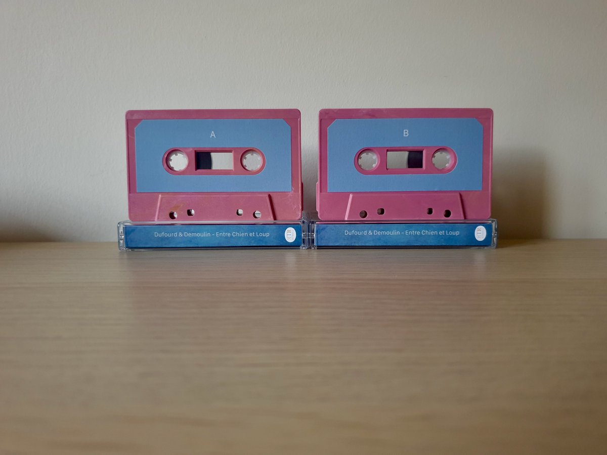 rustedtonerecs's tweet photo. Rounding off the first batch of 2022 with @PereFredouille &amp; @juliendemoulin - Entre Chien et Loup, available to pre-order on Sunday. Recycled pink shells make a first appearance, with each unique through slight imperfection. Mastered by @SlowClinic, tapes by @AudioTapePeople. https://t.co/HCqxMIae6J