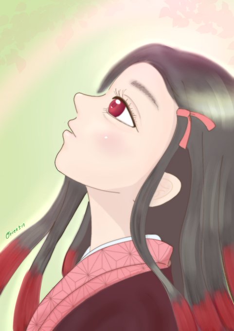 ぴぐたん✘ ૮₍´˶• ᴥ •˶`₎ა✘ 📍さんがTwitterに投稿した竈門禰豆子(鬼滅の刃)のイラスト。