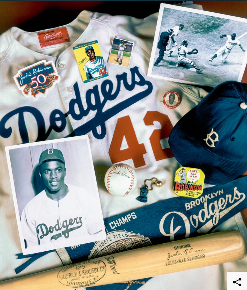 PIFBS's tweet photo. Robinson went on to win the Rookie of the Year, and later was named the National League MVP in 1949. Beyond baseball, Robinson is remembered for his poise, character, and activism throughout the Civil Rights Movement. #BlackHistoryMonth #Dodgers #ColorBarrier #MLB https://t.co/ESDqgU96xG