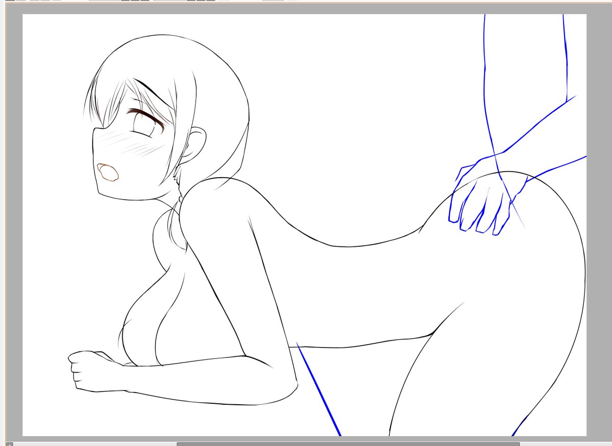 本日のスケベ線画作業報告☆
顔がちょい大きかったかな('ー`)ゞ
色置きの時に調整しますw 