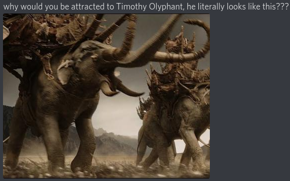 sleepy_jedi's tweet image. LOTR hype's going around again so now's as good a time as any to shamelessly recycle this bad pun I posted on a Discord server #oliphaunt