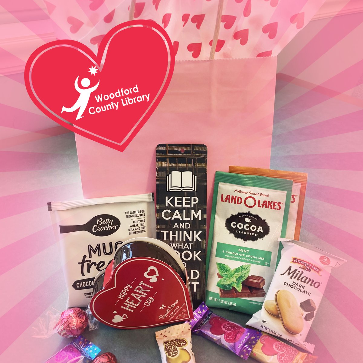 This Sunday, those who attend Bibliophiles &amp; Chocolate Lovers (for adults) or Book Bites (for teens ages 12-18) take home a chocolate goodie bag. Join us Feb. 13 from 3-4pm at the Main Library to talk about your favorite Valentine's Day reads. Call (859) 873-5191 to sign up.
