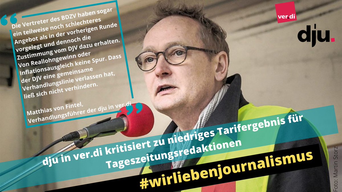 Zu niedriges Tarifergebnis für Tageszeitungsredaktionen: Insbesondere junge Journalist*innen fahren schlecht mit dem, auf was der @DJVde zuletzt gedrungen und sich mit dem <a href="/BdzvPresse/">BDZV</a> geeinigt hat. Wir beraten darüber mit unserer Tarifkommission. #wirliebenjournalismus