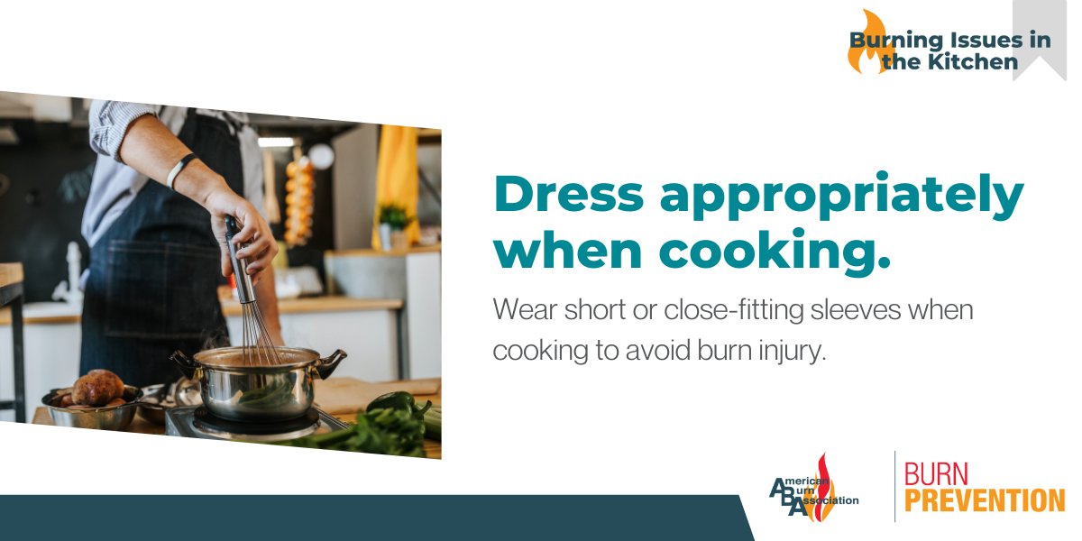 PBGFire's tweet image. Watch what you wear! 👚 𝐓𝐢𝐩 #𝟓: Loose fitting sleeves can come in contact with hot objects and catch fire. 🔥 Wear short or close-fitting sleeves when cooking. #PBGFR #NBAW #CookingSafetyTips
