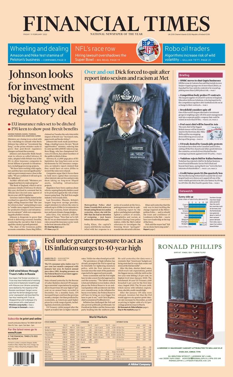 Just published: front page of the Financial Times, UK edition, Friday 11 February on.ft.com/3HXUpUV