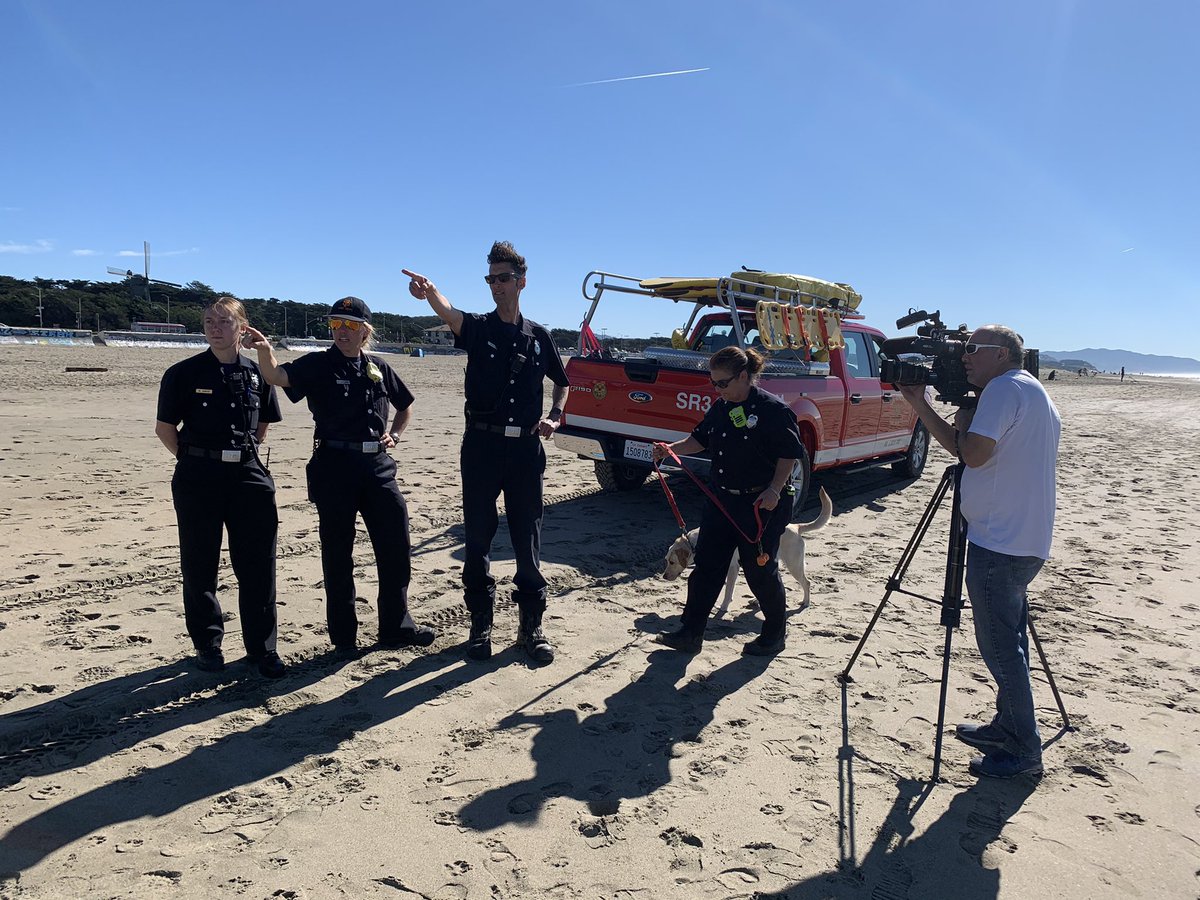 ZakSNews's tweet photo. Hanging with Sadie and @SFFDPIO talking ruff currents and water safety on this beautiful beach day. @KTVU #toughassignment https://t.co/eNG05WX64Z