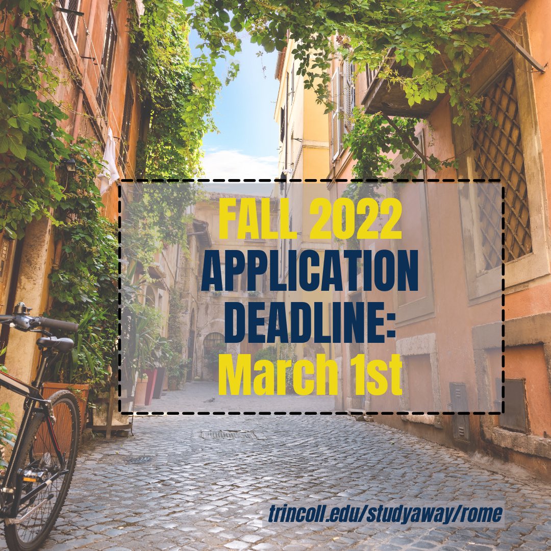 trincollrome's tweet photo. 📣 Are you interested in studying in Rome this Fall’22 semester? 🇮🇹 Don’t forget to meet with the Rome Advisor and apply by Tuesday, March 1st! 🗓 

👉 Schedule your meeting now: https://t.co/4vfOoEMBEF

#trincollrome #studyaway #Fall22 https://t.co/wtecAs9qQc