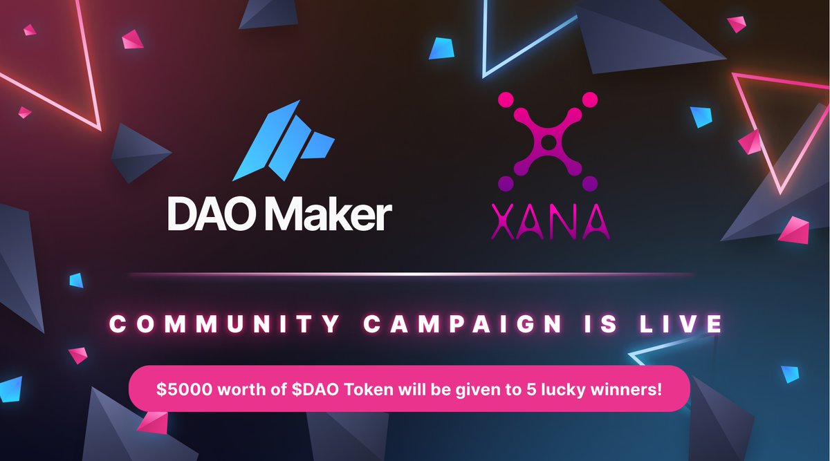 DAO Maker (@daomaker) on Twitter photo To celebrate its first incubation of 2022, DAO Maker is excited to offer everyone a chance to be part of a unique community drop. A treat that happens once in a lifetime!🥳
Get ready to win $DAO by showing ❤️ to @XANAMetaverse  
👉gleam.io/lfEfc/xana-cel… To celebrate its first incubation of 2022, DAO Maker is excited to offer everyone a chance to be part of a unique community drop. A treat that happens once in a lifetime!🥳
Get ready to win $DAO by showing ❤️ to @XANAMetaverse  
👉gleam.io/lfEfc/xana-cel…