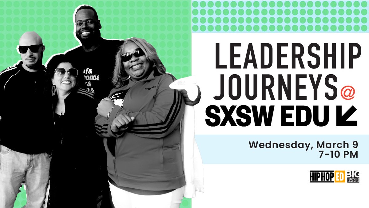 Two years in the making! If you plan on being at #SXSWEDU, plan on being at Leadership Journeys on Wednesday night! Reserve your (free) ticket! Space is limited! Brought to you by @bigpiclearning and @TheRealHipHopEd Details: schedule.sxswedu.com/2022/events/OE…