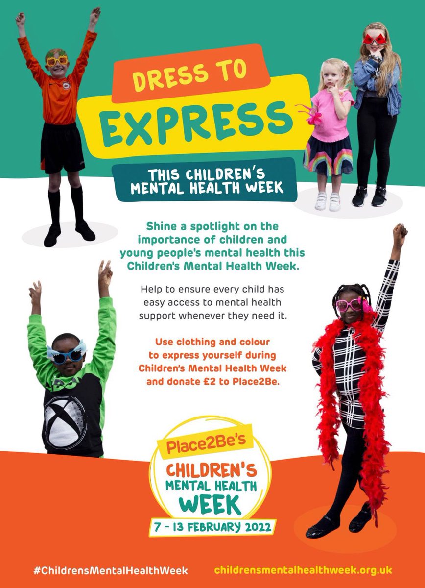 We are very excited about #dresstoexpress day tomorrow, as the culmination of #ChildrensMentalHealthWeek with @Place2Be. We can’t wait to see everyone’s outfits!