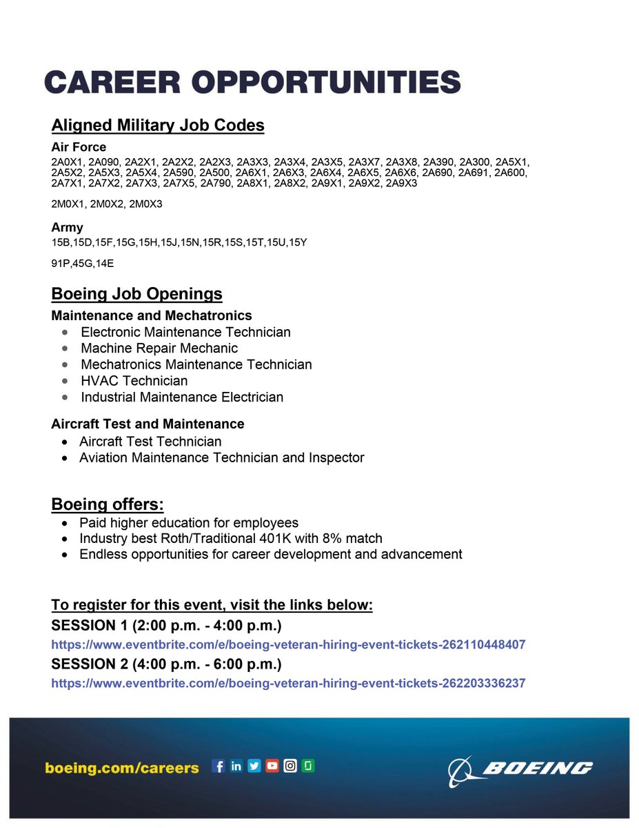 Boeing is hiring! Join us Tuesday, Feb. 15 at the American Lakes Conference Center for a military hiring event. Connect with Boeing HR reps and have your resume screened. Your future with Boeing awaits!! #MoreThanThanks #USOTransitions