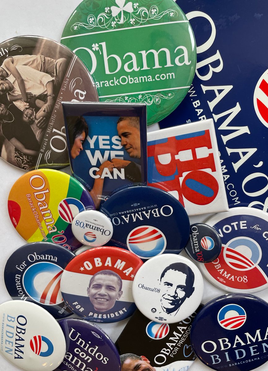 meaghanburdick's tweet photo. @davidplouffe and @BarackObama 
This day the world of campaign merch changed forever. #obama08 sold the first t-shirts &amp; buttons for campaign contributions. Raised $11k first day and $40M in all. Proud to have been the part of the amazing finance team. Thanks @juliannasmoot! https://t.co/mi2NRcSgOp