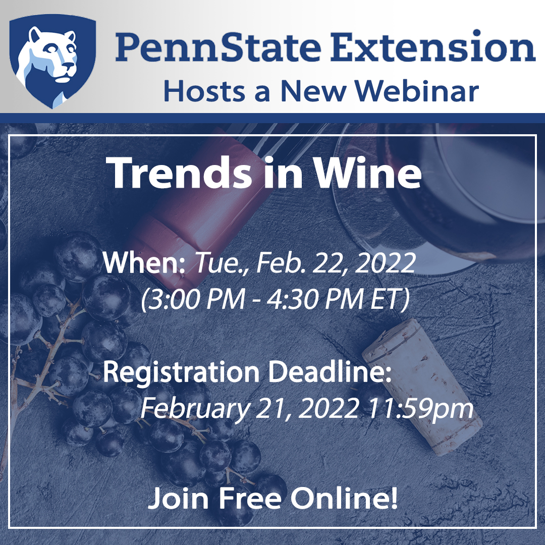Join this webinar hosted by Penn State, partnered with Chr. Hansen to learn more about Wine Trends. Sign up by February 21 to claim your free spot! ow.ly/WxYi50HSbPc