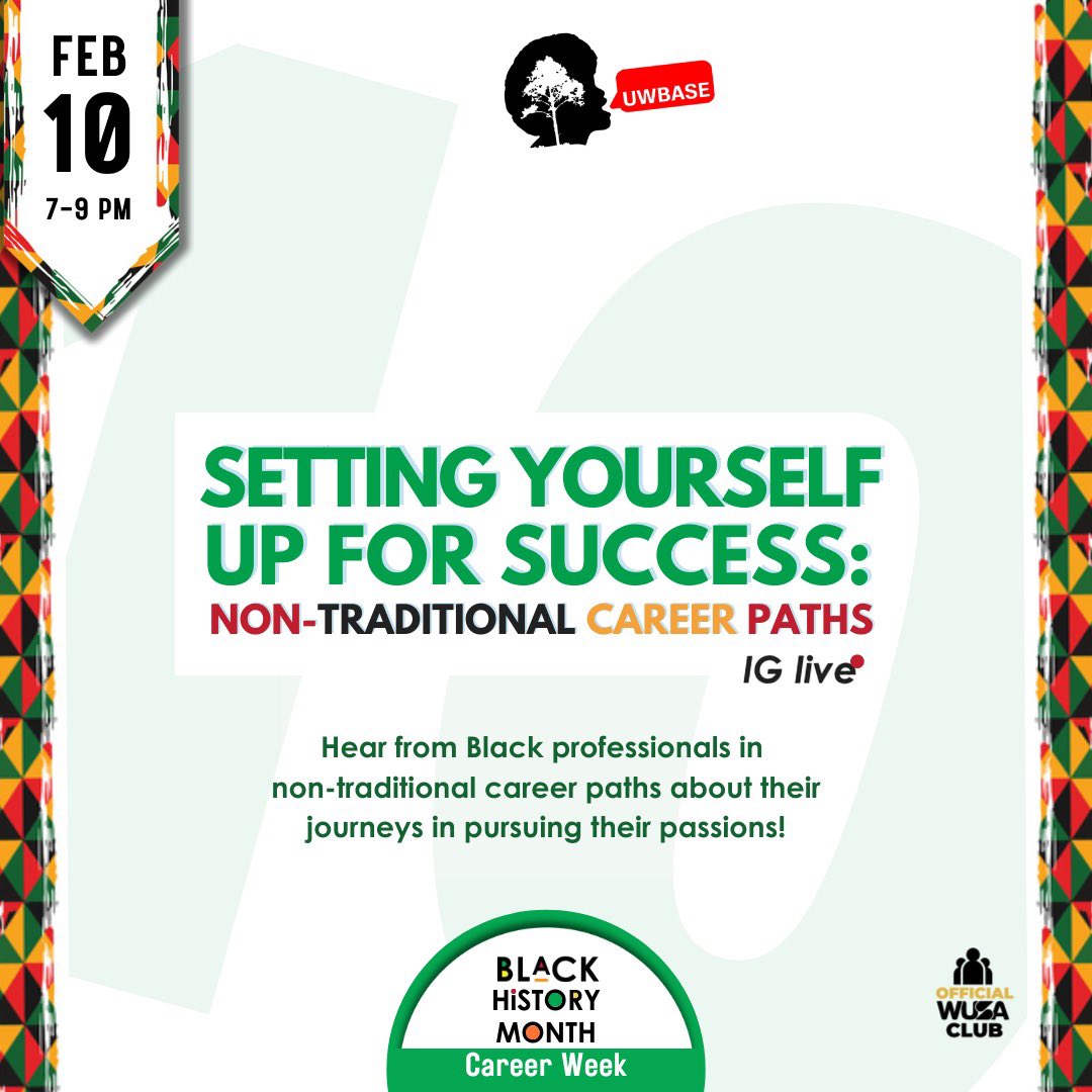 Hear from Black Professionals in Non-Traditional Career paths discuss their journey on getting to where they are. From photography, to graphic design, physiotherapy, and a Toronto Raptors Fellowship; you don’t want to miss this! On IG LIVE <a href="/UW_BASE/">UWaterloo BASE</a> tonight at 7pm