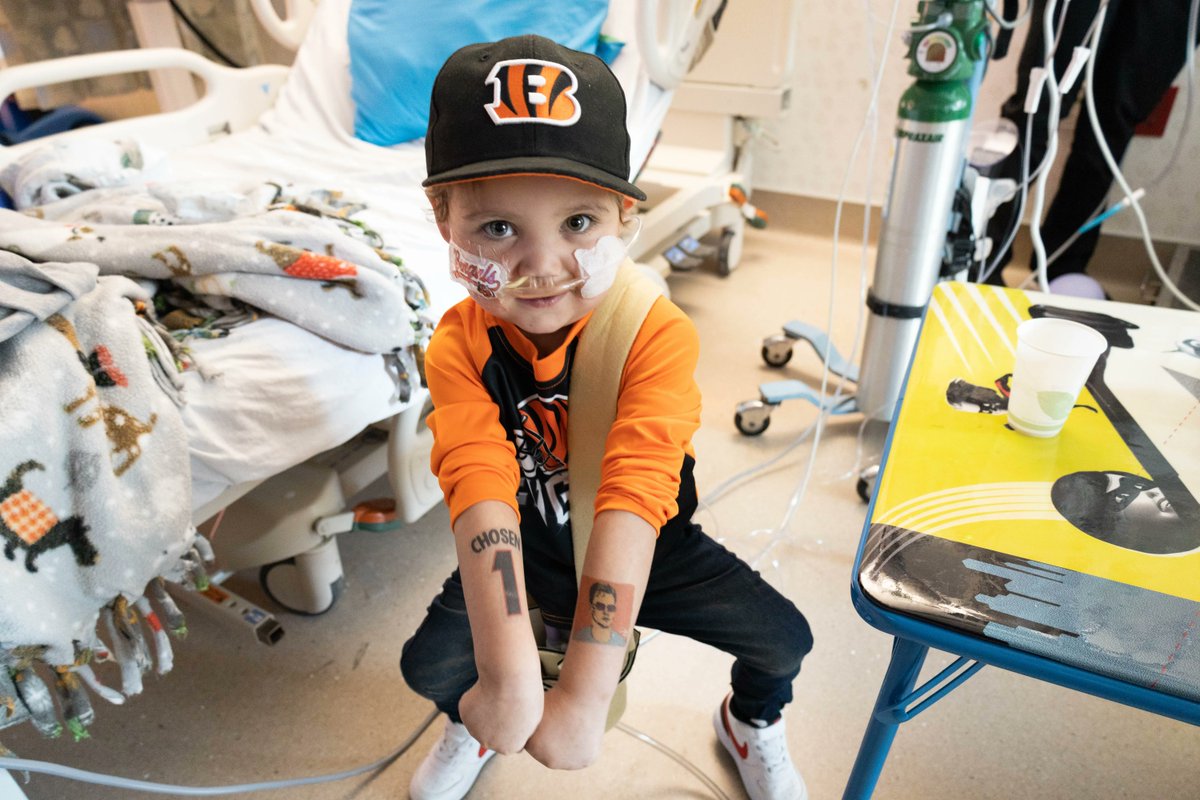 WKID33's tweet photo. Superman Sammy is ready for the big game on Sunday! How about these tattoos @Real10jayy__ @JoeyB ?! #RuleItAll #SuperBowl @Bengals @RyanFoundation https://t.co/LYUvfTT0me