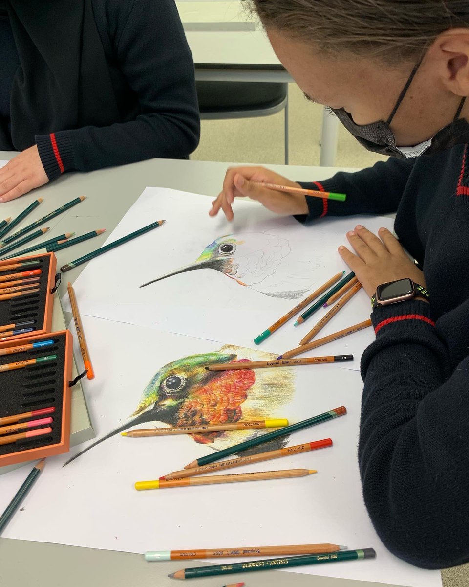 Arts_WEK's tweet photo. Our A Level Art taster involved learning how to colour match using coloured pencil by referring to Miss Kemal’s animal drawings! Our students once again never failed to impress by demonstrating the techniques taught with confidence! #hplanalysing #hplcreate #scienceoflearning https://t.co/FMUYRyKGm8
