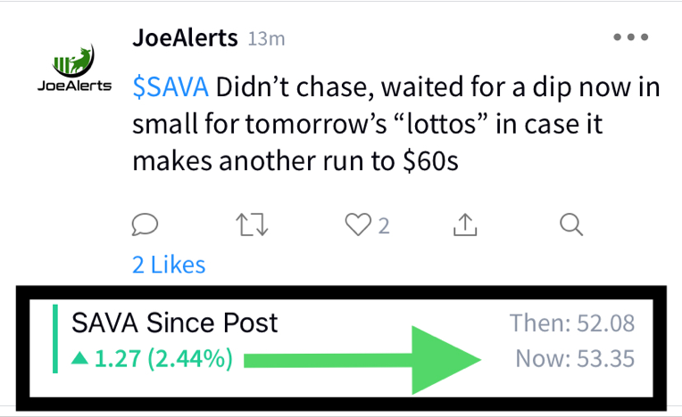 joealertz's tweet photo. $SAVA Grabbed the $60 calls at $0.51 that were at $7s on spike/FOMO now up over 100%, that’s how it’s done, you wait for opportunity, congrats to those banked on this https://t.co/Wm1Lzpzz36