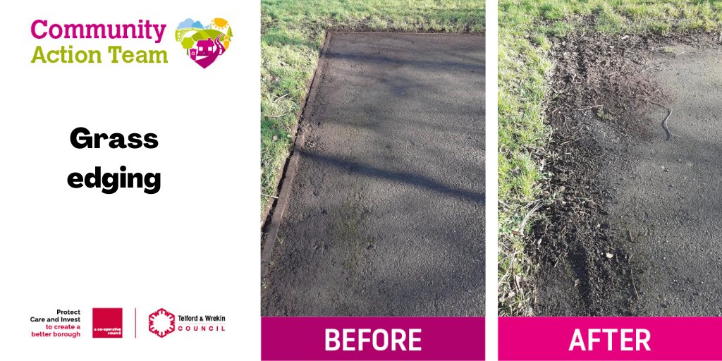 TelfordWrekin's tweet photo. Towards the entrance of Bellpit Open on The Rock, the π·πΌββοΈ CAT (Community Action Team) trimmed between the grass and the borders to make the area look appealing and scraped the hardstanding debris that was found.
#telfcat #clean #green #safe https://t.co/4L02Seltf1