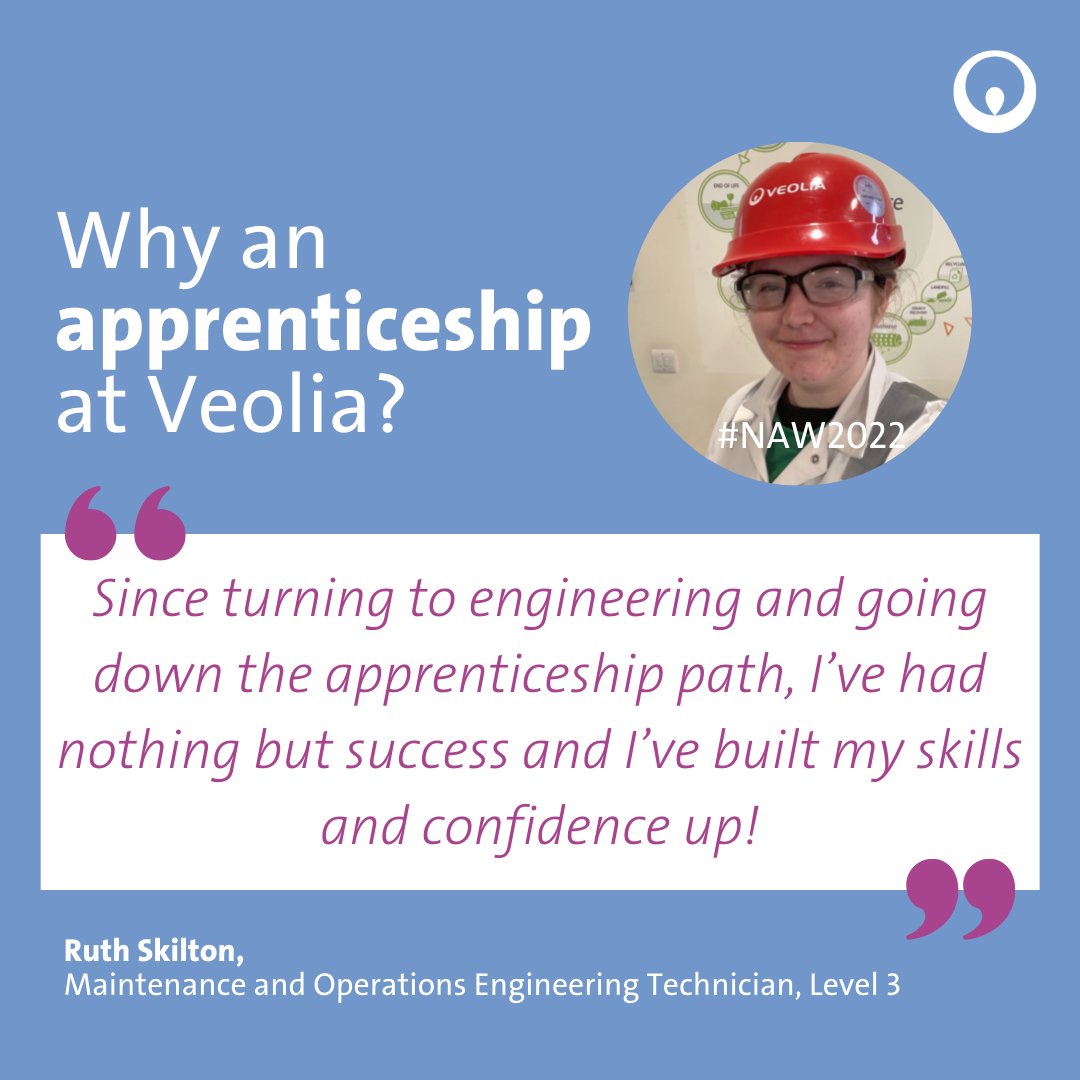 VeoliaUK's tweet photo. We are so thrilled that Veolia is home to many talented apprentices.  We invest in our apprentices because we see their potential.  Hear from some of our former and current apprentices speaking on their experiences at Veolia. #NAW2022 https://t.co/YdPeXlwCrN