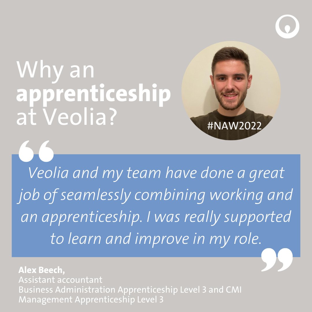 VeoliaUK's tweet photo. We are so thrilled that Veolia is home to many talented apprentices.  We invest in our apprentices because we see their potential.  Hear from some of our former and current apprentices speaking on their experiences at Veolia. #NAW2022 https://t.co/YdPeXlwCrN