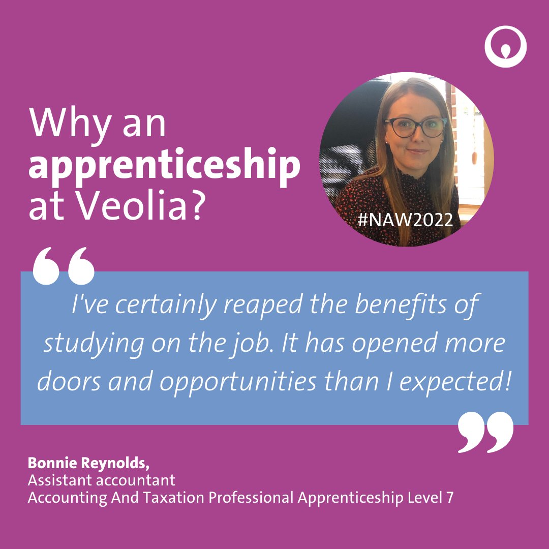 VeoliaUK's tweet photo. We are so thrilled that Veolia is home to many talented apprentices.  We invest in our apprentices because we see their potential.  Hear from some of our former and current apprentices speaking on their experiences at Veolia. #NAW2022 https://t.co/YdPeXlwCrN