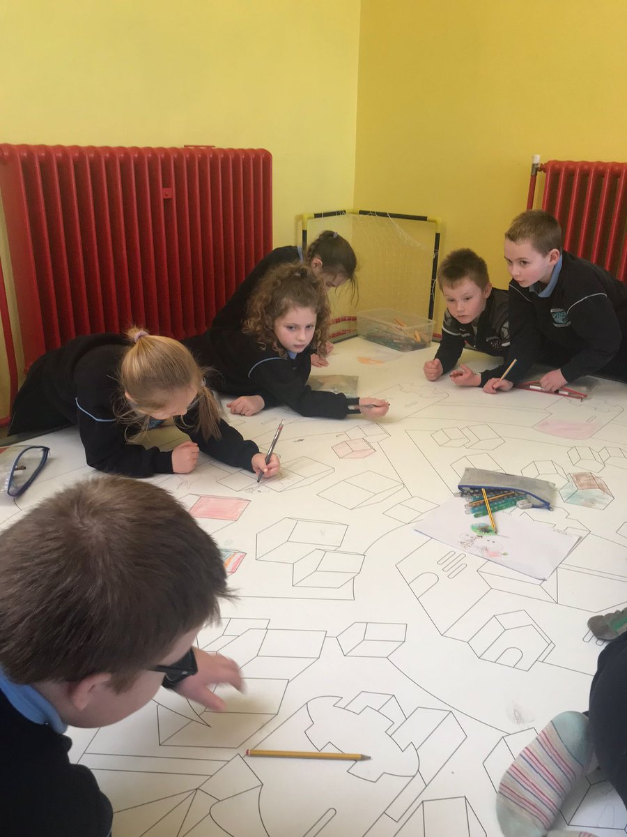 stmarysnsLK's tweet photo. Sneak peak at the #Mandala project we have been working on these past months. Our helping artist Chelsea and photographer Deirdre were on site today leading workshops with Infants, 1st and 2nd classes. #ilen #Kingship https://t.co/kT2sjPzC6k