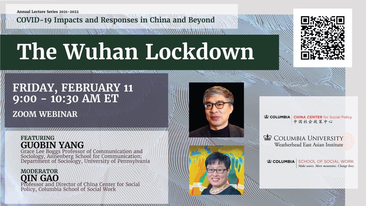 WEAI (@weai_columbia) on Twitter photo Sociologist <a href="/Yangguobin/">Guobin Yang</a>'s book talk on the Wuhan lockdown takes place on zoom, tomorrow morning at 9:00 AM!
Register here: weai.columbia.edu/events/wuhan-l⦠Sociologist <a href="/Yangguobin/">Guobin Yang</a>'s book talk on the Wuhan lockdown takes place on zoom, tomorrow morning at 9:00 AM!
Register here: weai.columbia.edu/events/wuhan-lā¦