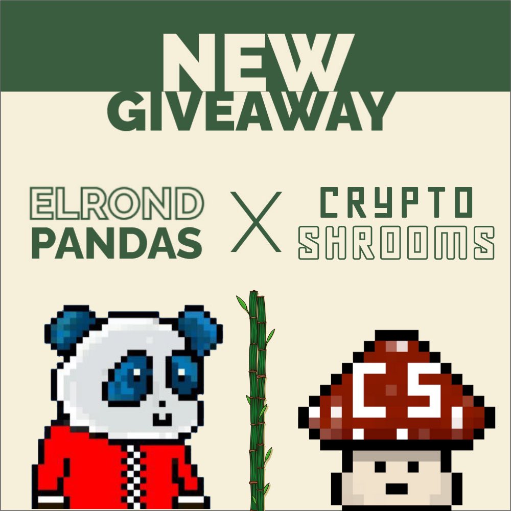 romainodelin's tweet photo. #ElrondPandas x @ShroomsCrypto

Collab giveaway ! Win one #ElrondPandas and one Rare CryptoShroom 🎁

All you have to do:

- Follow @ElrondPandas &amp; @ShroomsCrypto 
- RT &amp; Tag 3 friends❣️
- Join https://t.co/4LYXcdvoaD
- Join https://t.co/05OnamhHnQ

Winner in 48H⏳

#NFTGiveaway https://t.co/ZPr96wtfXI