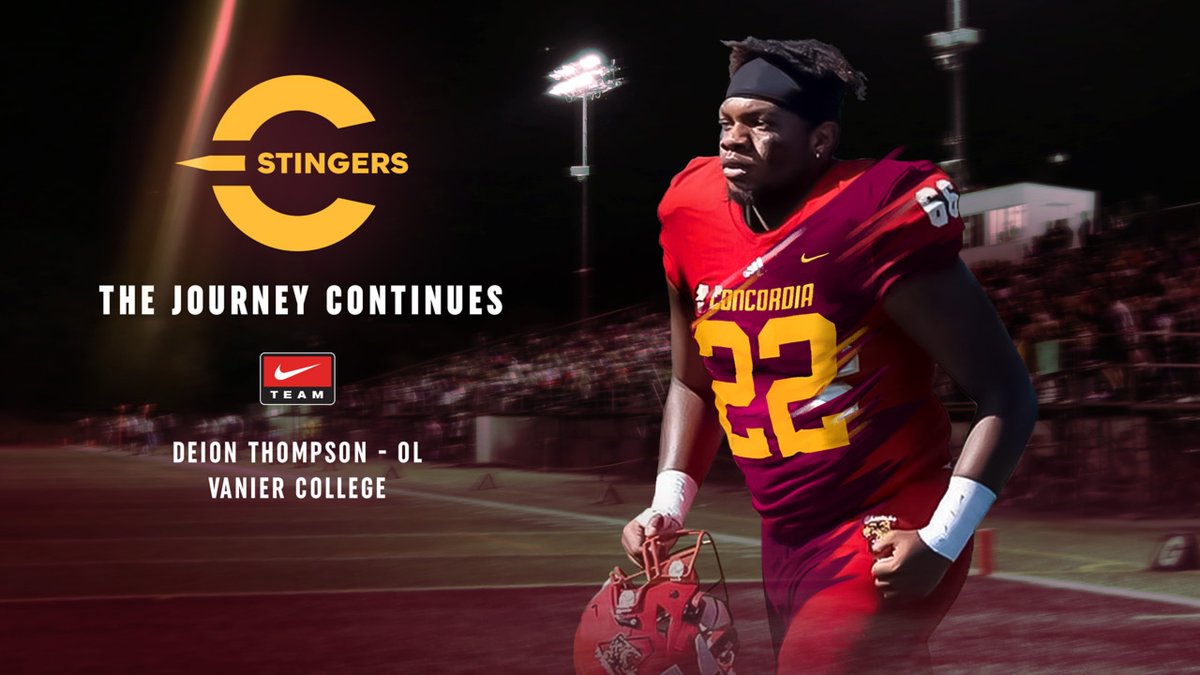 Concordia Stingers Football (@concordia_fb) on Twitter photo We're excited to announce OL Deion Thompson will continue his football journey with the Concordia Stingers. He's a graduate of the <a href="/sunyouthsports/">Sun Youth Sports</a> and <a href="/vanierathletics/">Vanier Athletics</a> programs.
bit.ly/3lItKCq
#CUfootball @CUstingers #CUrecruit
📷 Vincent Desjardins We're excited to announce OL Deion Thompson will continue his football journey with the Concordia Stingers. He's a graduate of the <a href="/sunyouthsports/">Sun Youth Sports</a> and <a href="/vanierathletics/">Vanier Athletics</a> programs.
bit.ly/3lItKCq
#CUfootball @CUstingers #CUrecruit
📷 Vincent Desjardins