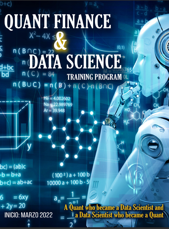 DIPLOMADO: QUANT FINANCE &amp; DATA SCIENCE
INICIO: MARZO 2022
Contacto.
jgarcia@riskmathics.com 
WhatsApp: 52 552893 9469
Jorge Silva, CFA, CAIA Frida Ruíz Jorge Pérez Colín Jose Antonio Alatorre Carlos Hernandez
#quantico #quant #datascientist #bigdata