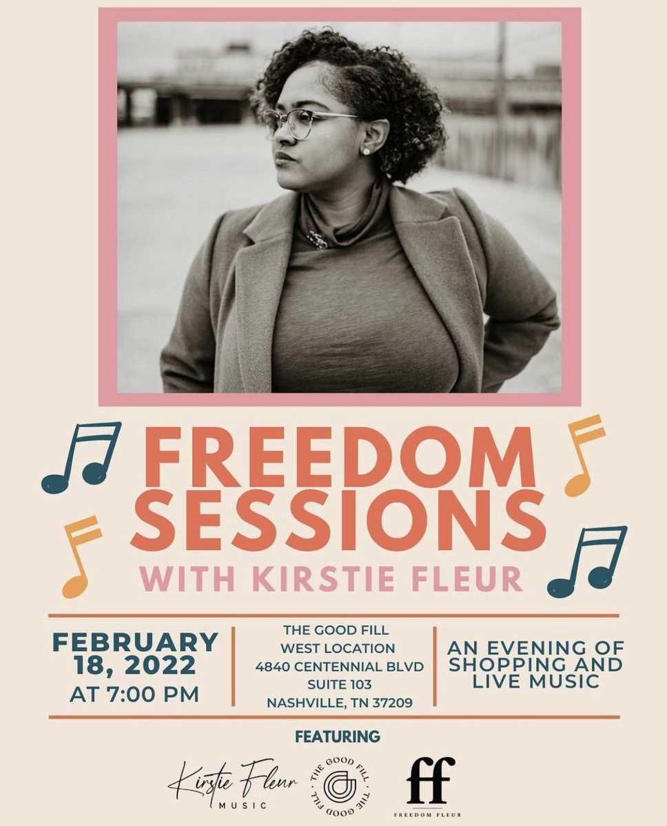 Kirstiefleur's tweet photo. Will we see you at #FreedomSessions next Friday? Good Fill (West Nashville location) 7pm. 
https://t.co/pCTDKu4Lvc https://t.co/ur5VurobJr